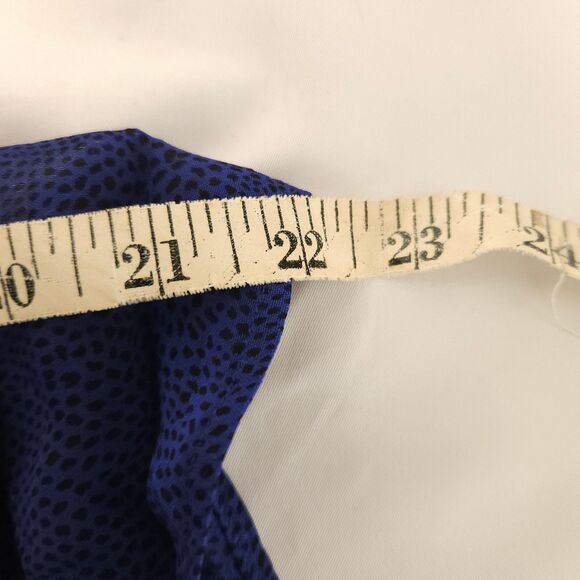 Chico's Design 3 Womens 16 Blue Animal Print Roll Tab Sheer Button Down Blouse - Picture 6 of 7